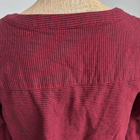 Gap Red Houndstooth Henley Dress Belted Button Up XS NEW! - Picture 9 of 10